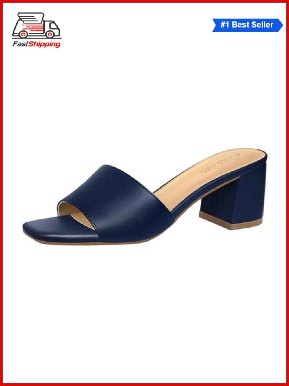 ✨ Square Open Toe Low Block Chunky Heeled Sandals Slip On Mules Casual Dress